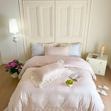 Vintage Jacquard Lace Ruffles Wedding Bedding Set Lyocell Cotton Soft Silky Duvet Cover Set Bed Sheet Fitted Sheet Pillowcases