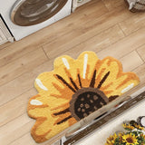 Sunflower Shaped Bath Rug, Luxury Plush with 5X Absorbency, Non-Slip TPR Backing, Creative Floor Mat for Bathroom Decor