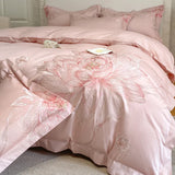 Flowers Embroidery Bedding Set Luxury 1000TC Egyptian Cotton Duvet Cover sets Flat/Fitted Bed Sheet Pillowcases Home Textiles