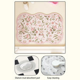 Beautiful Flower Pattern Bathroom Diatomite Carpets Non-Slip Water Uptake Room Foot Mat Set Quick Drying Resistant to Dirt Home