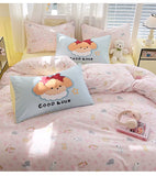 Washed Cotton Pink Duvet Cover Girl Room Decor Breathable Comforter Cover with 2 Pillowcases Bed Linens Bedding Set Home Textile
