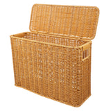 Woven Storage Basket Decorative Sundries Organizer Portable with Handle Large Capacity Container for Stationery Magazines
