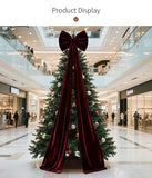 Large Christmas Bow Decoration Velvet Hanging Ornament Big Ribbon Decor for Tree Wall Fireplace Indoor Outdoor Holiday Party