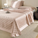 3/5Pcs Lyocell Cotton Soft Silky Embossing Quilted Bedspread, Bed Cover, Mattress Topper Coverlet, Bedsheet, Lace Pillowcases
