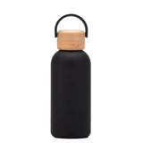 350ML Small Mouth THERMOS CUP Portable Handle Bamboo Wood Cover Vacuum Double Stainless Steel Simple Outdoor MINI WATER BOTTLE
