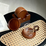 4Pcs/1Set Bamboo Coaster Creative Insulated Tea Ceremony Tea Coaster Holder Glass Cup Mat Solid Wood Coffee Coaster Home Oven Mittsing Table Decoration Suitable for Holidays, Parties, Birthday, Weddings and Dinner Gifts