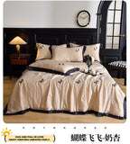 White Butterfly Quilts Air Conditioning Blanket Summer Quilt Silky High Quality Skin-Friendly Bedding with Embroidery 200*230cm