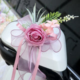 Multi-purpose Rustic Wedding Car Door Handle Decoration Just Flowers Married Car Mirror Rearview Flower Decor Accessories