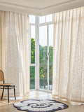 French Style Living Room Curtain Cream Beige Bedroom Decorative Curtains Floral Pattern Light-transmitting Study Curtains IG 커튼