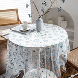 Christmas Transparent Lace Tablecloth White Rectangular Colorful Flower Embroidered Table Cloth for Cover Home Party Supplies