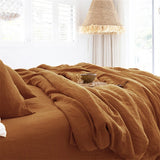3PCS 100% Pure Linen Ruffle Duvet Cover Set Pillowcase And Duvet Cover Double Queen King Size Soft Bed Set Flax Bedding Kit