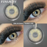 1 Pair New Colored Contact Lenses for Eyes Brown Graduated Fashion Gray Eyes Lenses Yearly Beauty Makeup Lens Women