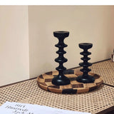 Black Geometric Solid Wood Candle Holder Tabletop Irregular Beech Decorative Ornaments Container