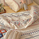Luxury 100% Cotton Boho Pattern Printed Bedding Set Fashion Breathable Quilt Cover Sets Queen King Bed Linens for Summer Autumn