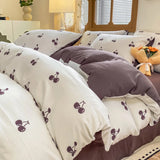 New Class Duvet Cover Knitted Cotton Printing Small Fresh King Size Queen Size Set Bed Sheet Bed Hat 4Pcs Set