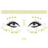 Glitter Stickers Face Tattoo Flash Gold Temporary Metalic Tattoos Waterproof Makeup Decals for Girls Party Music Festival