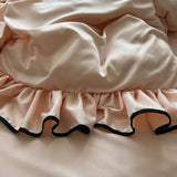 3/4Pcs Korean Princess Style Ruffles Bedding Set Skin-friendly Soft Silky Cool Feeling Duvet Cover Set Bed Sheet Pillowcases