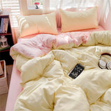 Solid Color Bedding Set Kids Twin Full Queen Size Washed Cotton Single Couple Duvet Cover Set Quilt Cover Pillowcases Bed Linen