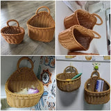 Kitchen Storage Basket,Home DecorImitation Rattan Hand-woven Hanging Baskets,Sundries Organizer Living Room Wall Hanging Basket