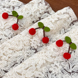French Countryside Beige Lace Short Curtains,Cute Red Cherry Double Layered Design,Small Size Curtain For Kitchen,Home Drapes ﻿