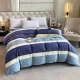 Japanese 100% Cotton Brushed Single Duvet Cover Striped Plaid Quilt Cover for Dorm Home Skin-Friendly Bedding for All Seasons