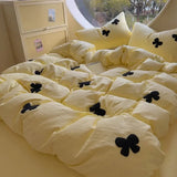 4pcs Duvet cover set (1*Duvet Cover + 2*Pillowcase, sheet) Butterfly knot yarn embroidery Bedding Set Soft Comfortable