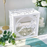 Ikeehome  White wedding card boxes for reception, PVC gift card box with acrylic window, rustic envelope money gift box for anniversary