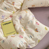100% Cotton Bedding Set Cartoon Cute Animals Duvet Cover Set Bed Linen Flat Sheets Set 2 Pillowcases Single Double Queen Size