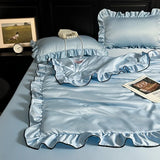 Korean Version Ruffled Summer Cool Quilt Washed Silk Machine Washable Summer Quilt Twin Air-Conditioned Quilt Comforter Bedding