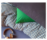 Retro Blue Cotton Quilt Cover Set Waed Plaid Bedding Four-Piece Set Pure Cotton eet Duvet Cover Bedding Accories