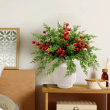 30pcs Christmas Artificial Pine Branches with Red Berries, for DIY Crafts, Wreaths, Home Decor, and Christmas Tree Ornaments