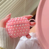 Luxury DIY Shiny Laser Purple Pink White Pearl Soft Earphone Case for Apple AirPods 4 3 2 Cover With Keychain for AirPods Pro 2