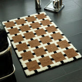 Vintage Tufting Geometric Bathroom Mat Soft Tufted Maillard Bedroom Carpet Bedside Rug Floor Non Slip Pad Aesthetic Home Decor