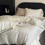 Vintage Jacquard Luxury Bedding Set Super Soft Silky Cooling Natural Lyocell Duvet Cover Flat/Fitted Bed Sheet Pillowcases 3/4Pc