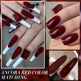 10ml Red Series Gel Nail Polish Winter Dark Red Glitter Nail Art Varnish Semi Permanent Soak Off UV LED Gel