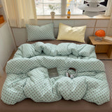 Ins Nordic Bedding Set Simple Style Polka Dot Duvet Cover Set Soft Flat Sheet Single Twin Size Double Bed Sheet Set For Bedroom