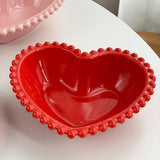 Creative Pink Bead Dots Ceramic Heart Dinner Plate Tableware Home Dessert Cake Plate Porcelain Salad Plate Kitchen Utensils New