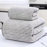 Quick-Drying Bamboo Striped Towel Set For Soft And Absorbent Bathroom Experience Bath Towel Set or Hand Towel