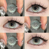 2PCS Contact Lenses Colored Lenses for Eyes with Diopters Green Natural Lenses Cosmetics Beauty Pupils Yearly
