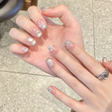 10Pcs Handmade Press on Nails Gradual Change Full Cover Pearl French Cat Eye Fake Nails Extravagant Artificial Wearable Manicure
