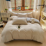 New Soft and Skin-friendly All-cotton Duvet Cover Skin-friendly Breathable Checkered Quilt Cover with Pillowcase
