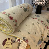 Summer Cool Quilt Comforter Ins Soft Glutinous Wrinkled Yarn  Cartoon Fun Washable Quilt Air Conditioning Quilt