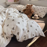 New aerobic three-layer yarn printing four-piece set skin-friendly and soft four-piece set of bedding in student dormitory