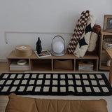 Tufting Black White Grids Bedside Rug Soft Geometric Carpet Bathroom Floor Pad Kids Room Bedroom Doormat Aesthetic Home Decor