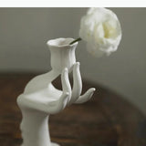 Ceramic Hand Roses Candle Desk Decoration Minimalism Flower Shape Candlestick Candle Stand Modern Decor