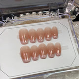10Pcs Handmade Press on Nails Full Cover Pure Color Design French Ballerina False Nails Artificial Wearable Manicure Nail Tips