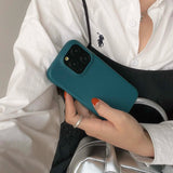 Simple blue green color leather cover for iphone 13promax 15 13 15promax 12 14pro 15pro 14 pro max rphone case potector shell