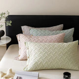 Thickened Cotton Linen Quilted Pillowcase 48x74cm Button Design Jacquard Pure Cotton Pillow Cover Solid Bedding Pillow Case