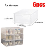 6pcs Transparent Shoe Boxes Stackable Shoe Storage Case Dustproof Plastic Shoes Box Shoes Sneaker Furniture Organizers Boxes