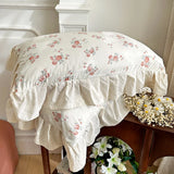 3/4Pcs Vintage French Floral Ruffles Knitted Cotton Double Yarn Soft Skin-friendly Bedding Set Duvet Cover Bed Sheet Pillowcases